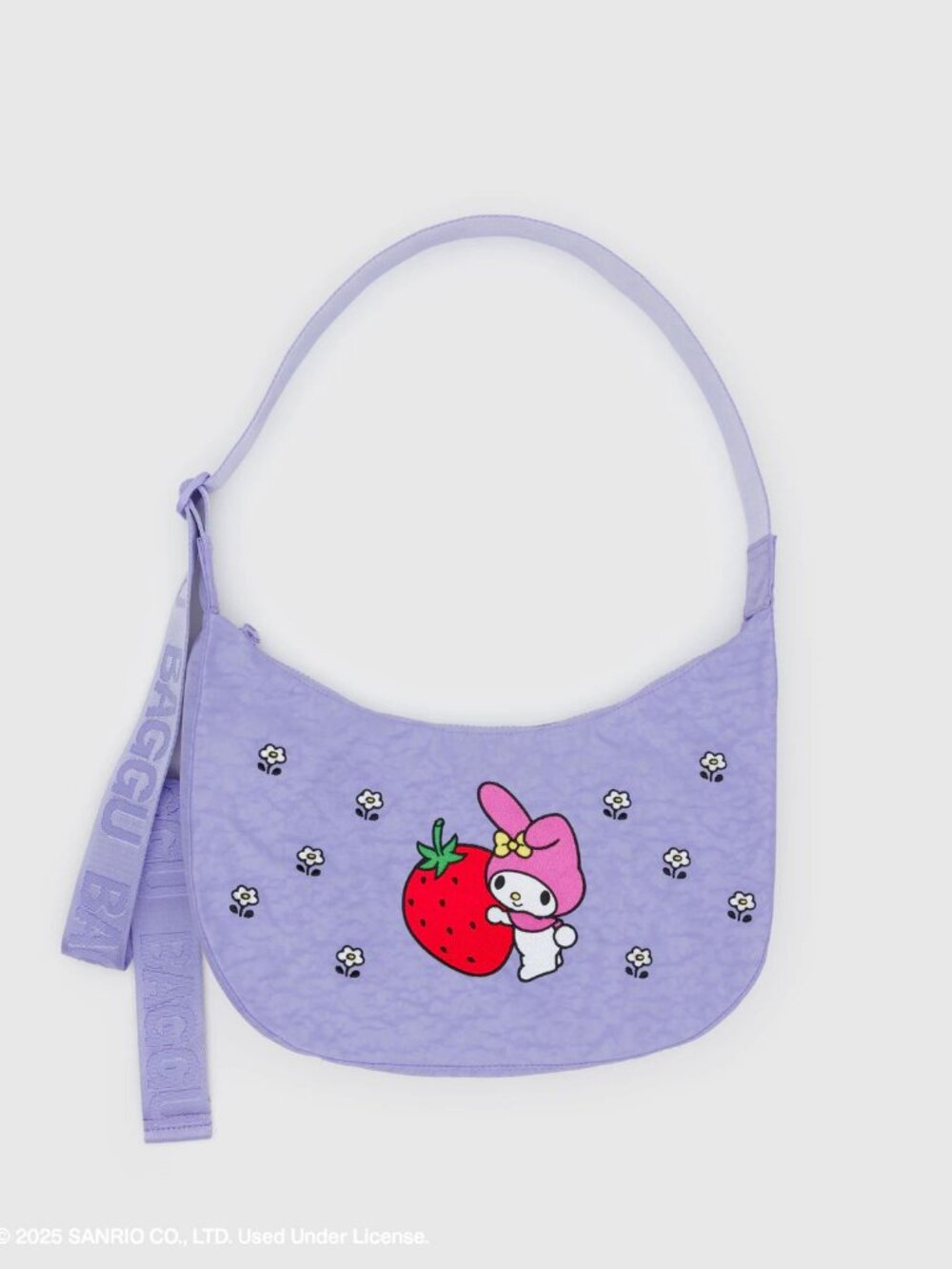 NWT Baggu Medium Crescent Bag - Embroidered My Melody Strawberry